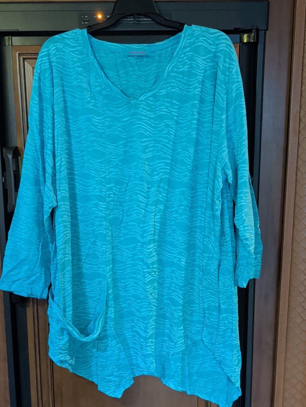 Fresh Produce Turquoise Wave-Print Swim Coverup Cotton